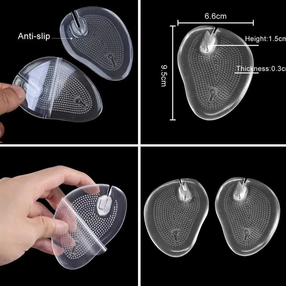 2 Pairs Silicone Gel Thong Sandal Cushions Pad Toe Protectors Anti Slip Flip Flop Gel Inserts Guards Insoles Shoes Grip Pads Forefoot Pads