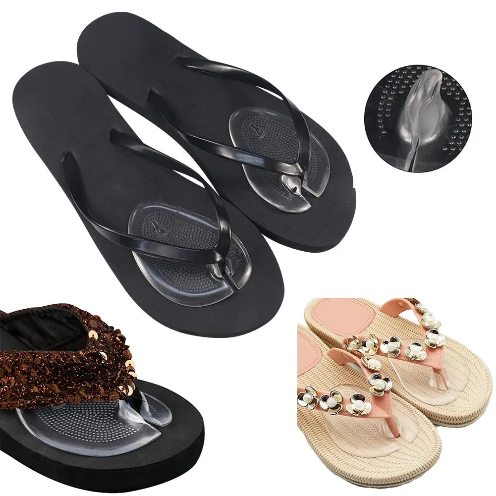 2 Pairs Silicone Gel Thong Sandal Cushions Pad Toe Protectors Anti Slip Flip Flop Gel Inserts Guards Insoles Shoes Grip Pads Forefoot Pads