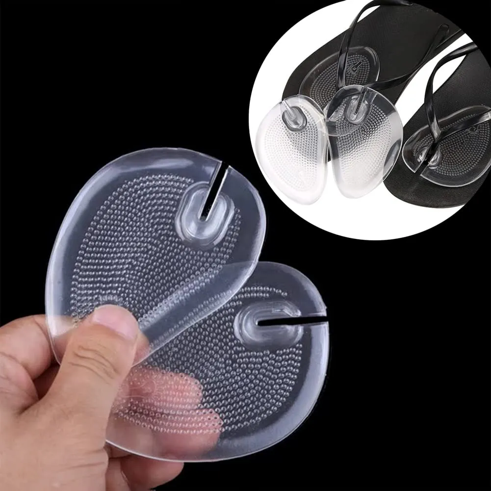 2 Pairs Silicone Gel Thong Sandal Cushions Pad Toe Protectors Anti Slip Flip Flop Gel Inserts Guards Insoles Shoes Grip Pads Forefoot Pads