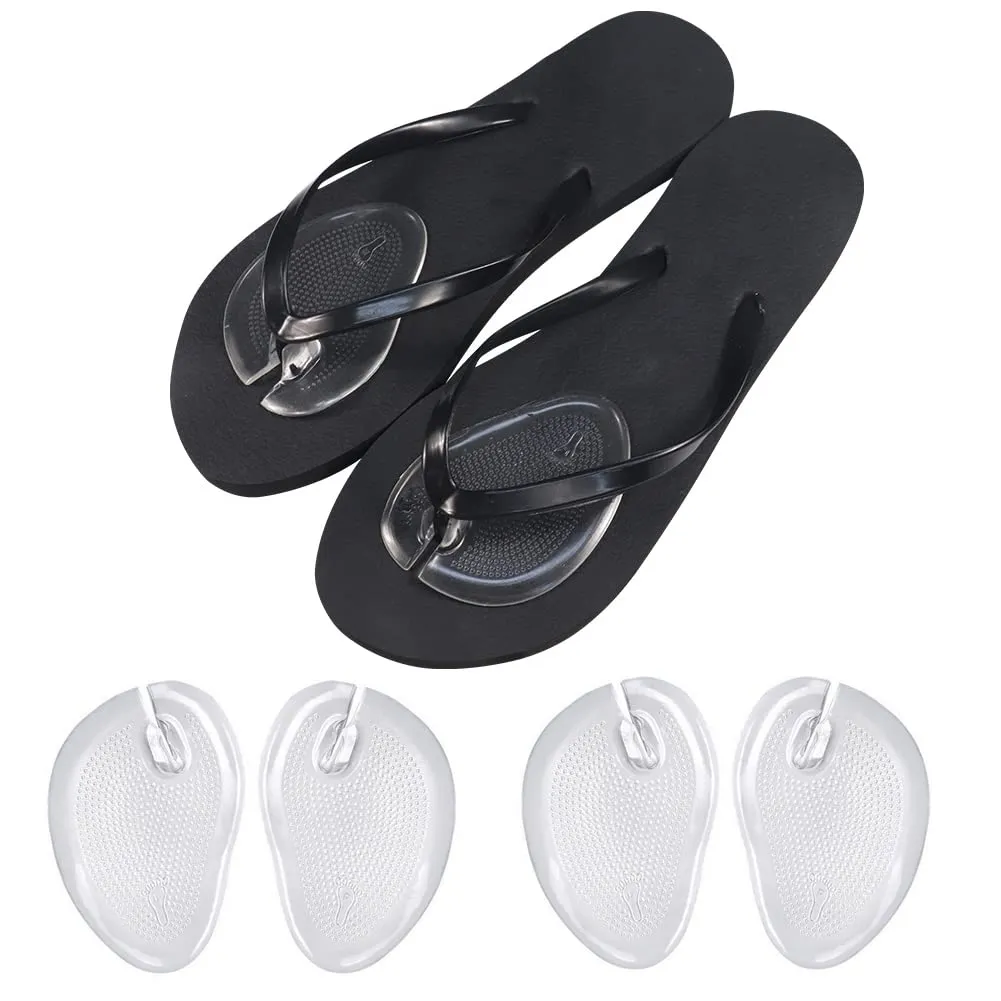 2 Pairs Silicone Gel Thong Sandal Cushions Pad Toe Protectors Anti Slip Flip Flop Gel Inserts Guards Insoles Shoes Grip Pads Forefoot Pads