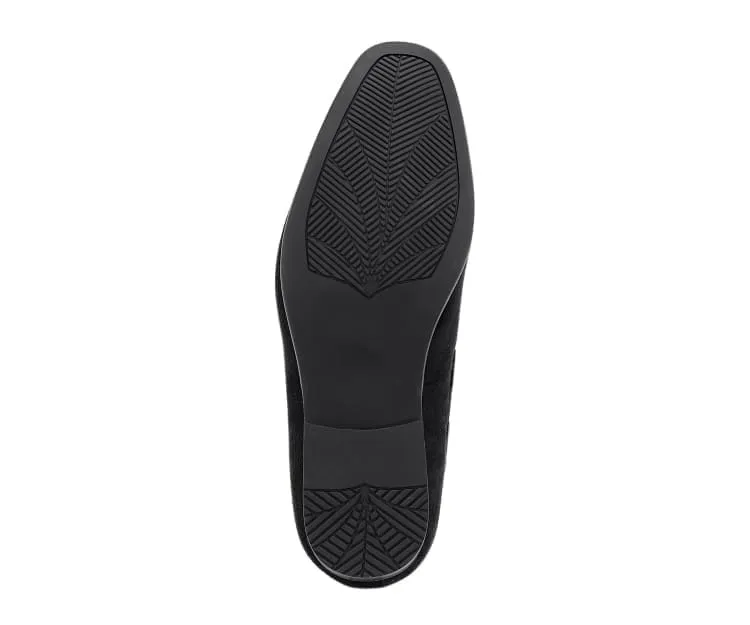 Amali Emperor Black Men's Velvet Tassel Loafers