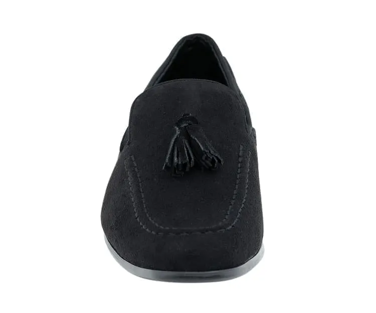 Amali Emperor Black Men's Velvet Tassel Loafers