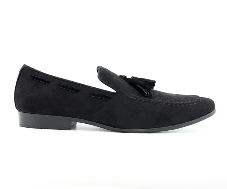 Amali Emperor Black Men's Velvet Tassel Loafers