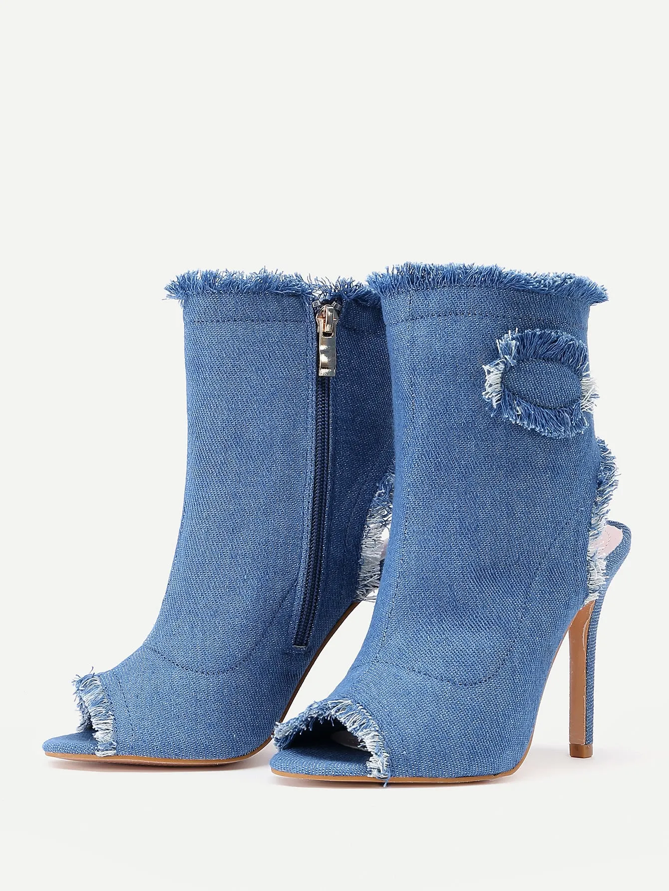 Cheap Raw Trim Denim Stiletto Heels