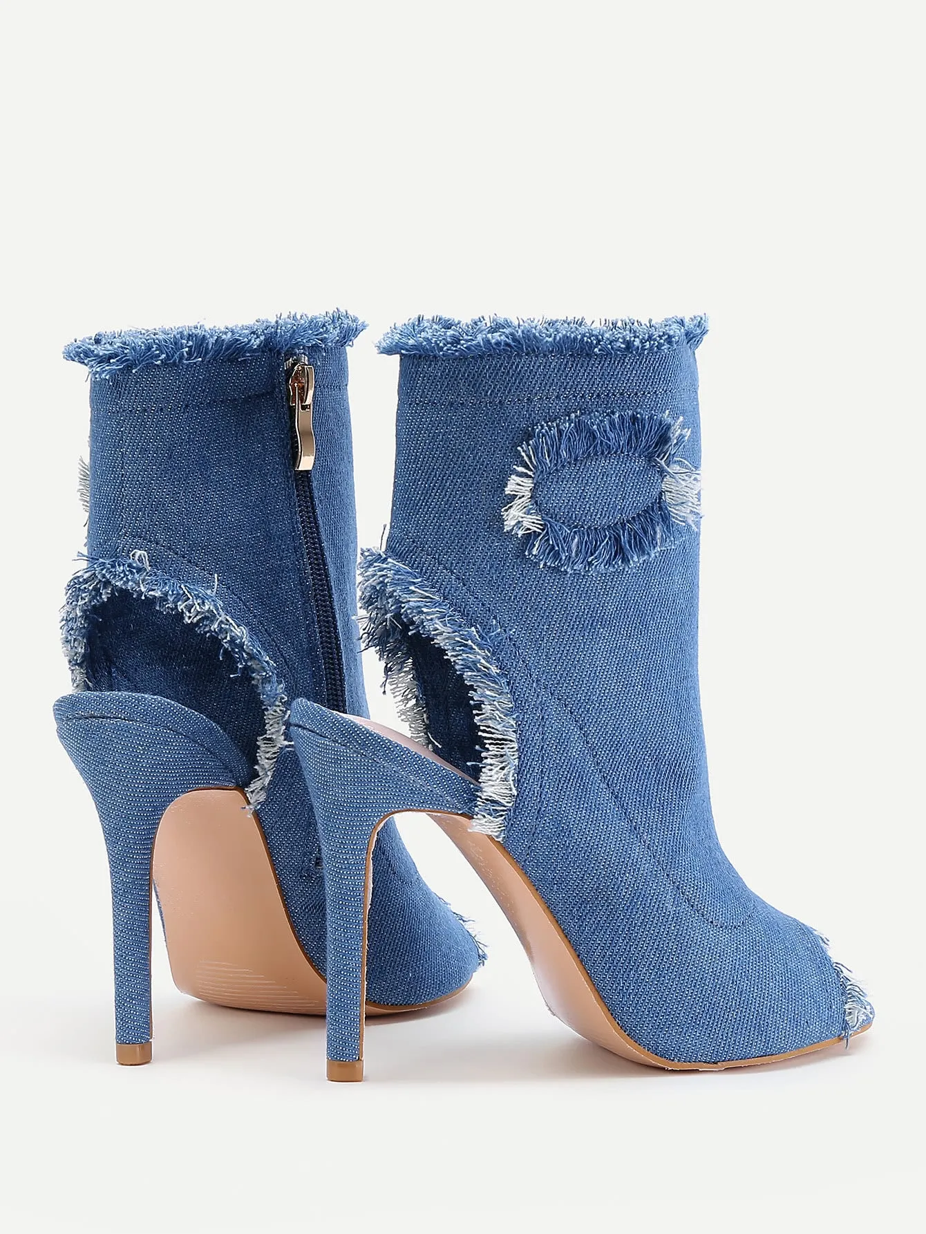 Cheap Raw Trim Denim Stiletto Heels