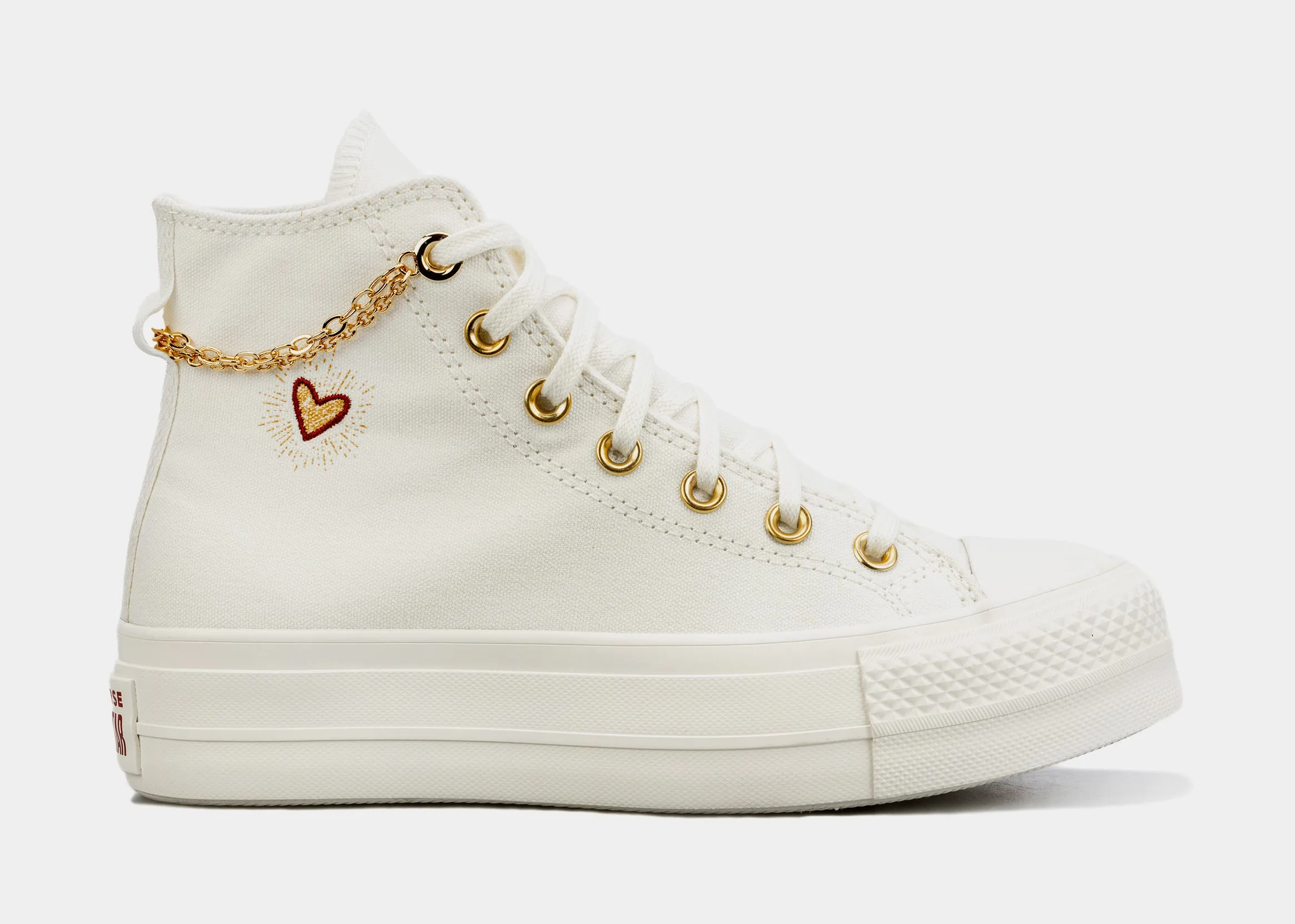 Chuck Taylor All Star Gold Chain High Top Womens Lifestyle Shoes (White)