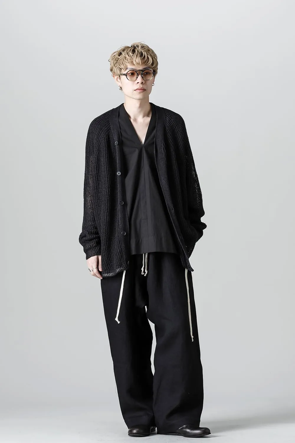 JOGGING TROUSERS Flax Herringbone BLACK