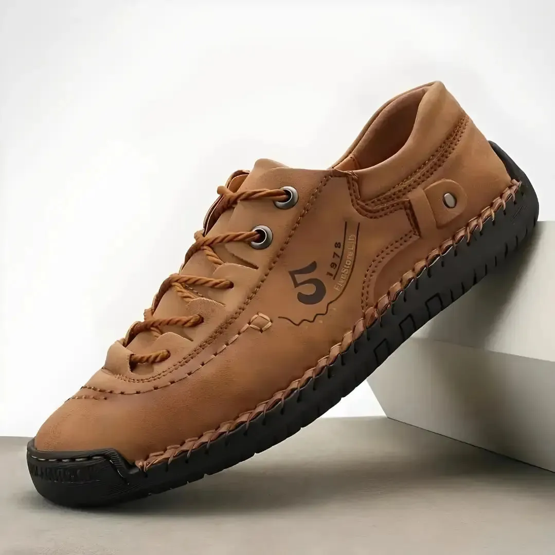 Light-Brown Leather Shoes for Men - Lightweight Casual Shoes