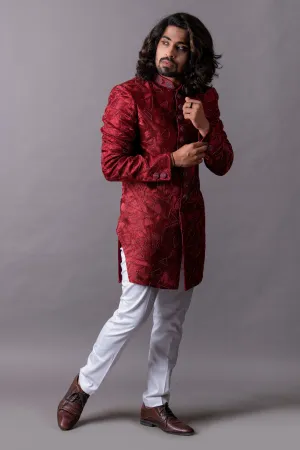 Maroon Indo Western Set with Trousers