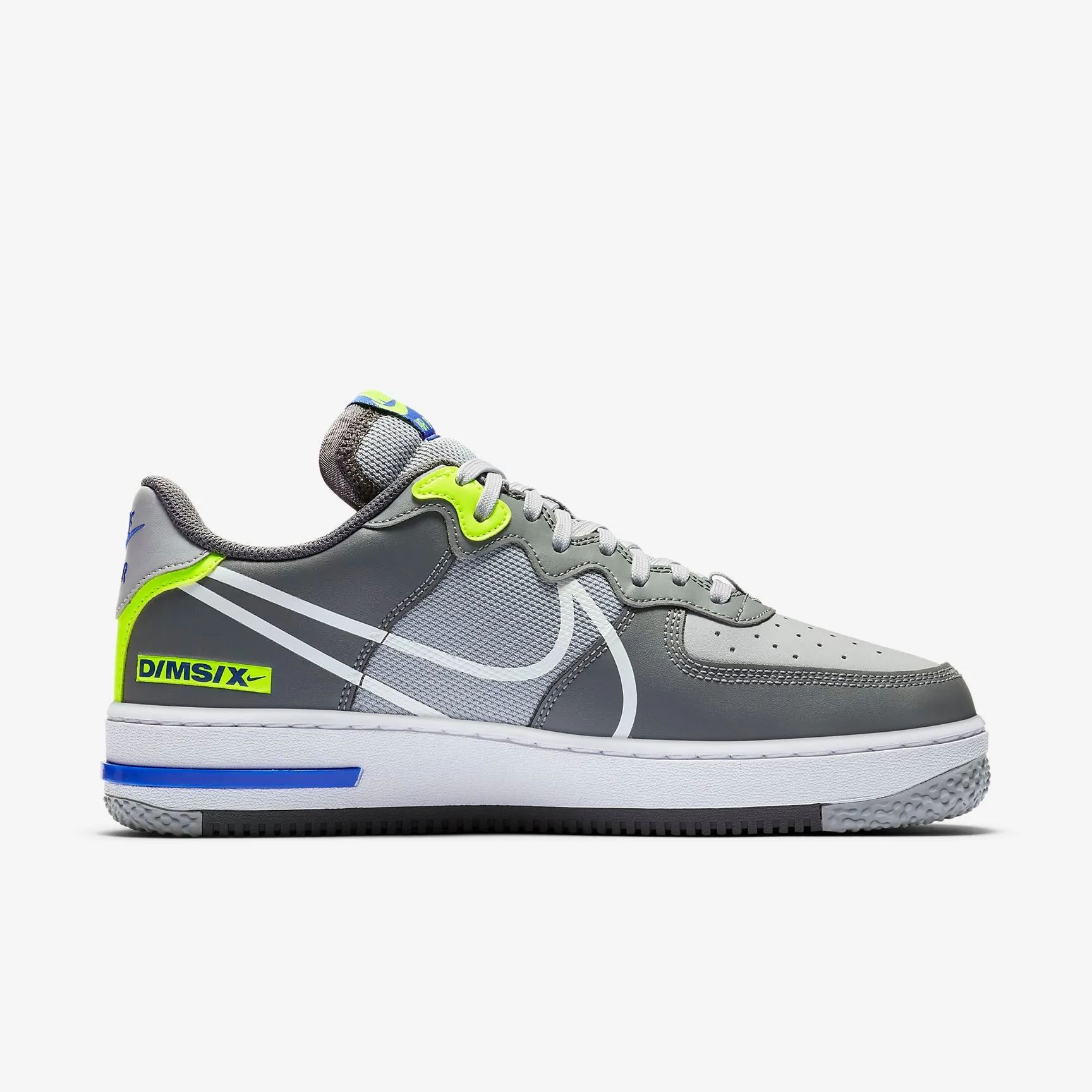 Men's Nike Air Force 1 React (Wolf Grey/Volt/Dark Grey/White)(CD4366-002)