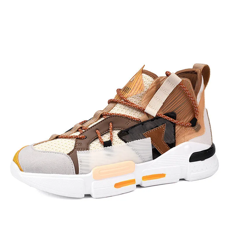 Men's Summer Flyknit Breathable Mesh Surface High-top Board Shoe