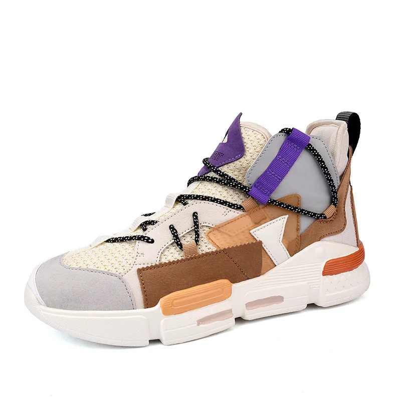 Men's Summer Flyknit Breathable Mesh Surface High-top Board Shoe