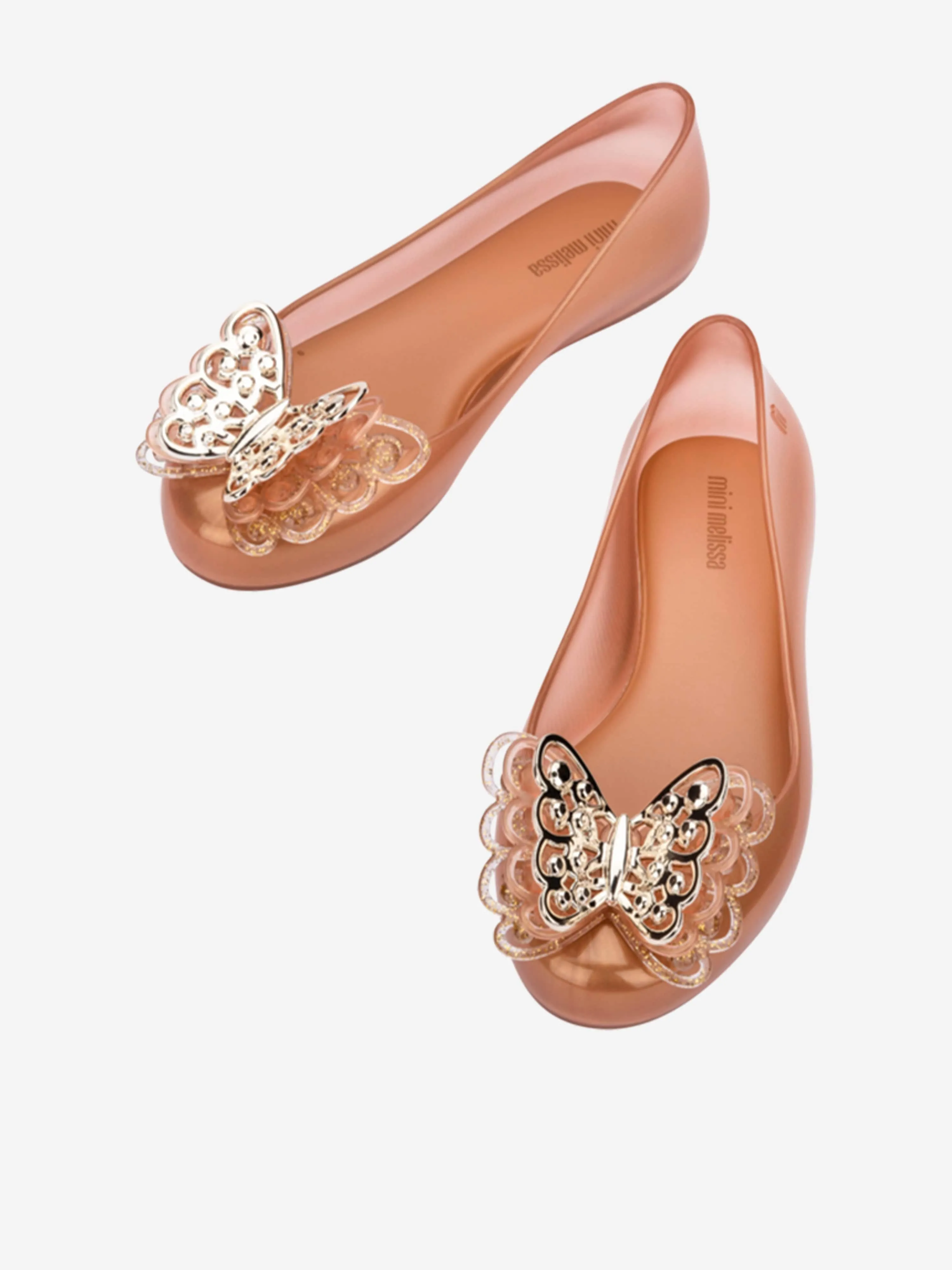 Mini Melissa Girls Sweet Love Fly II Ballerinas in Gold
