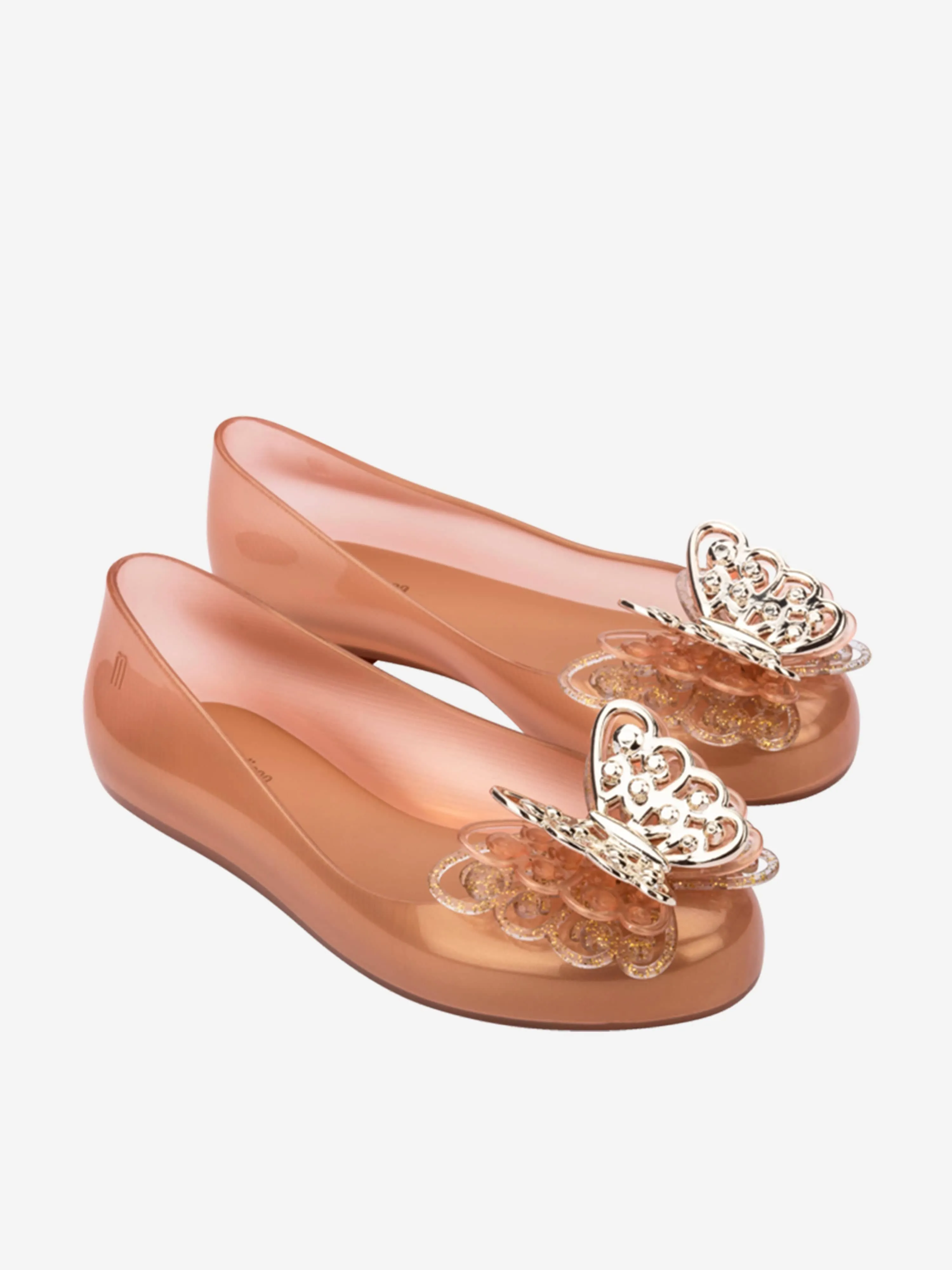Mini Melissa Girls Sweet Love Fly II Ballerinas in Gold