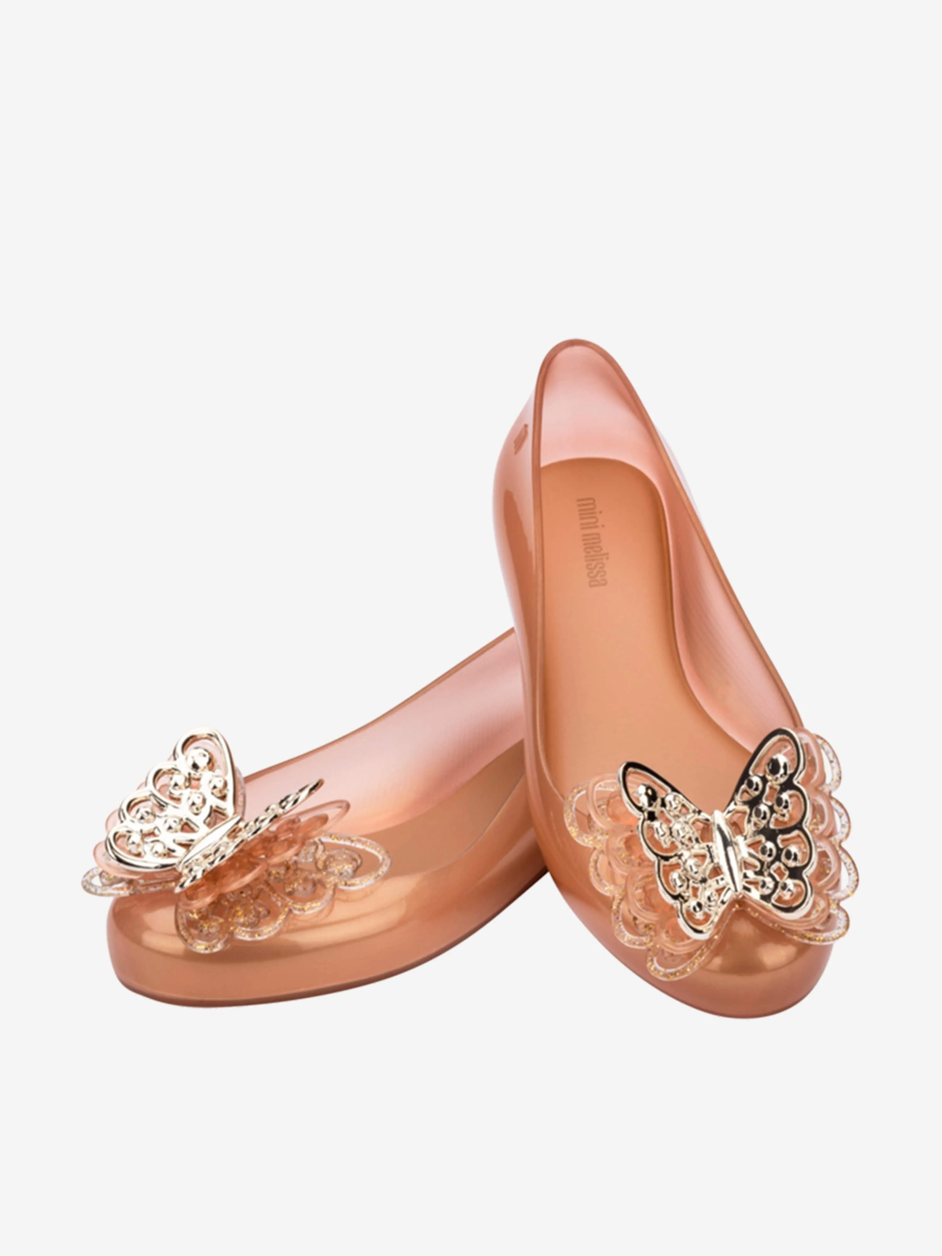 Mini Melissa Girls Sweet Love Fly II Ballerinas in Gold
