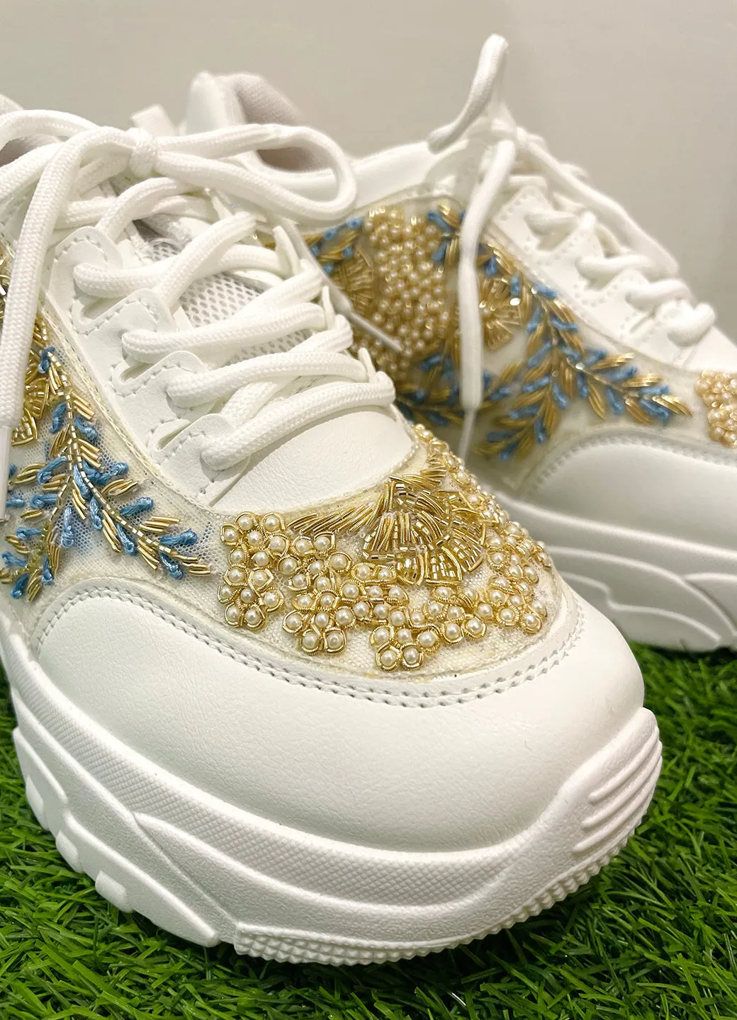 Pearl Work Zardozi Custom Kanvas Sneakers