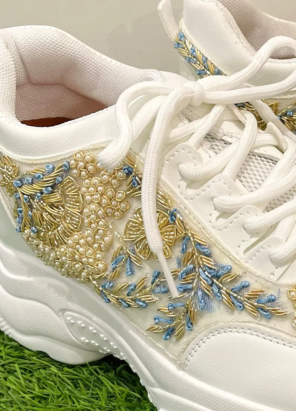 Pearl Work Zardozi Custom Kanvas Sneakers
