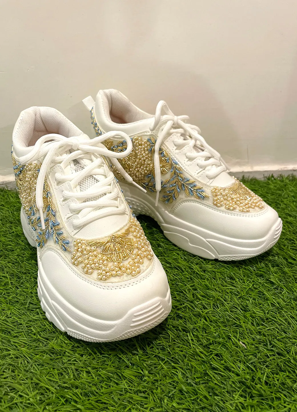 Pearl Work Zardozi Custom Kanvas Sneakers