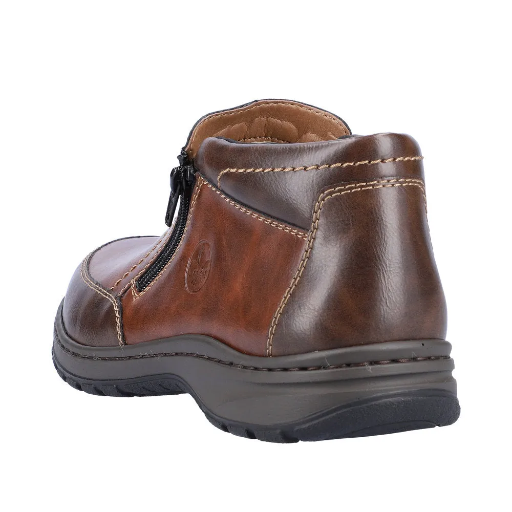 Rieker 03352-24 Mens Brown Leather Twin Zip Ankle Boots
