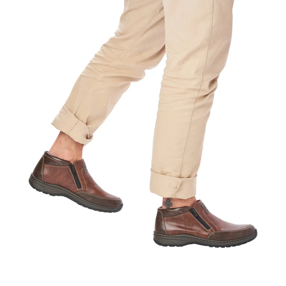 Rieker 03352-24 Mens Brown Leather Twin Zip Ankle Boots
