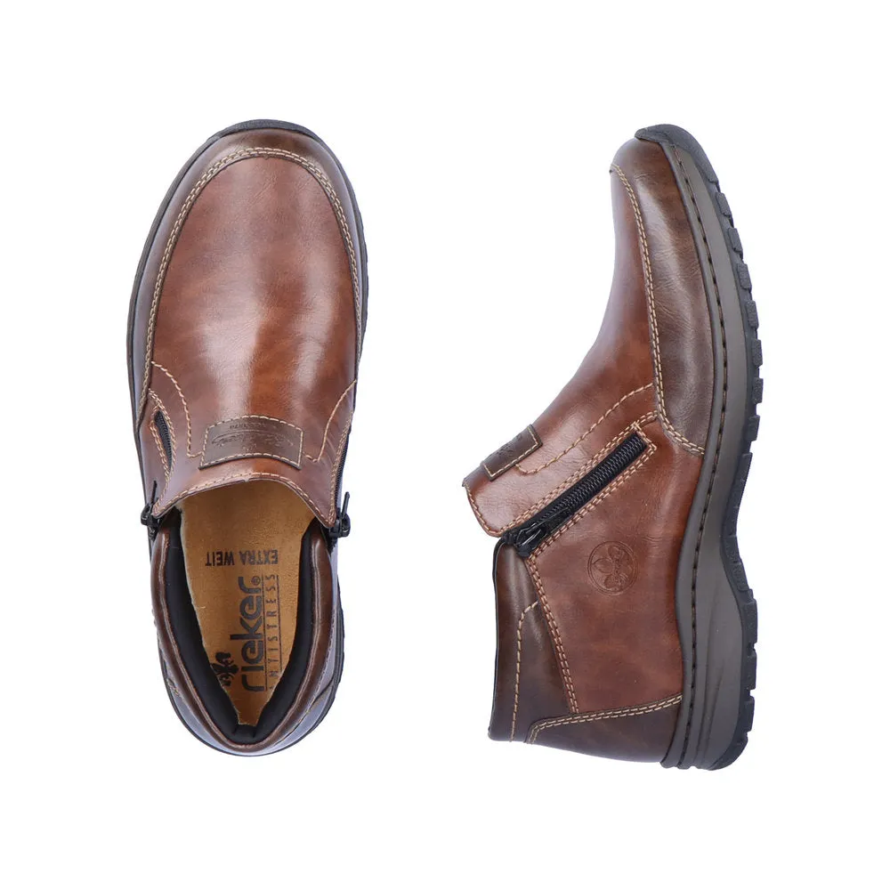 Rieker 03352-24 Mens Brown Leather Twin Zip Ankle Boots