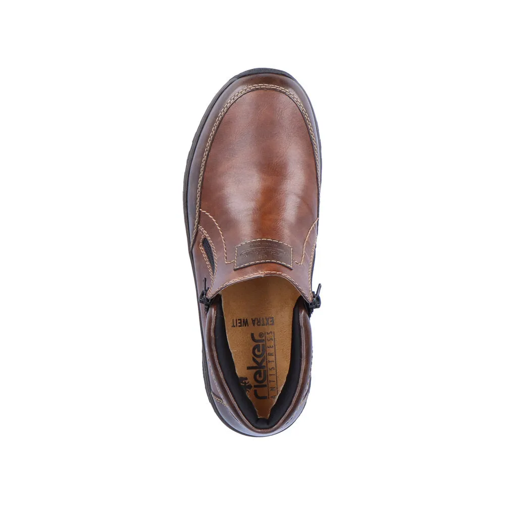 Rieker 03352-24 Mens Brown Leather Twin Zip Ankle Boots