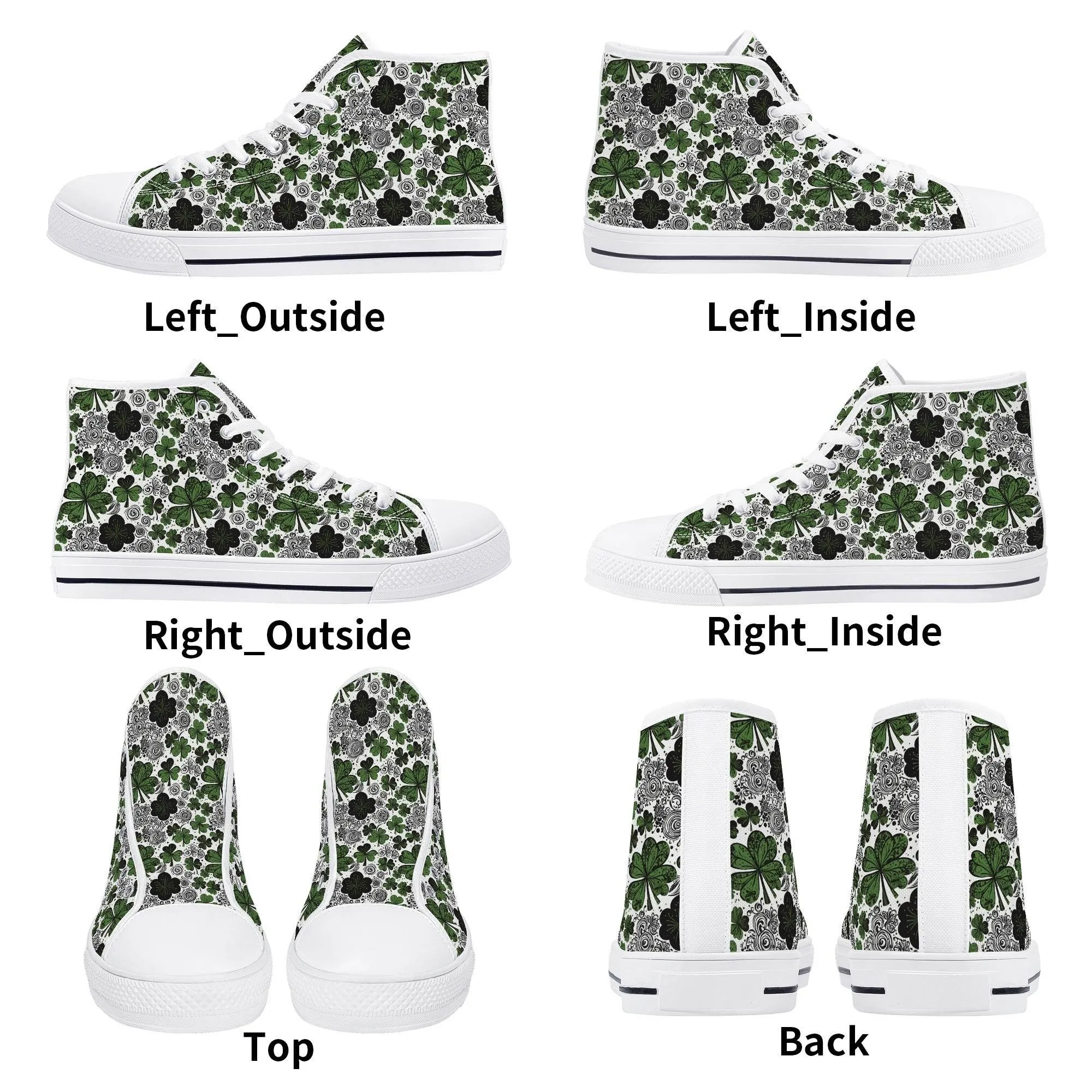 Scribbled Clover Mens High Top Canvas Shoes