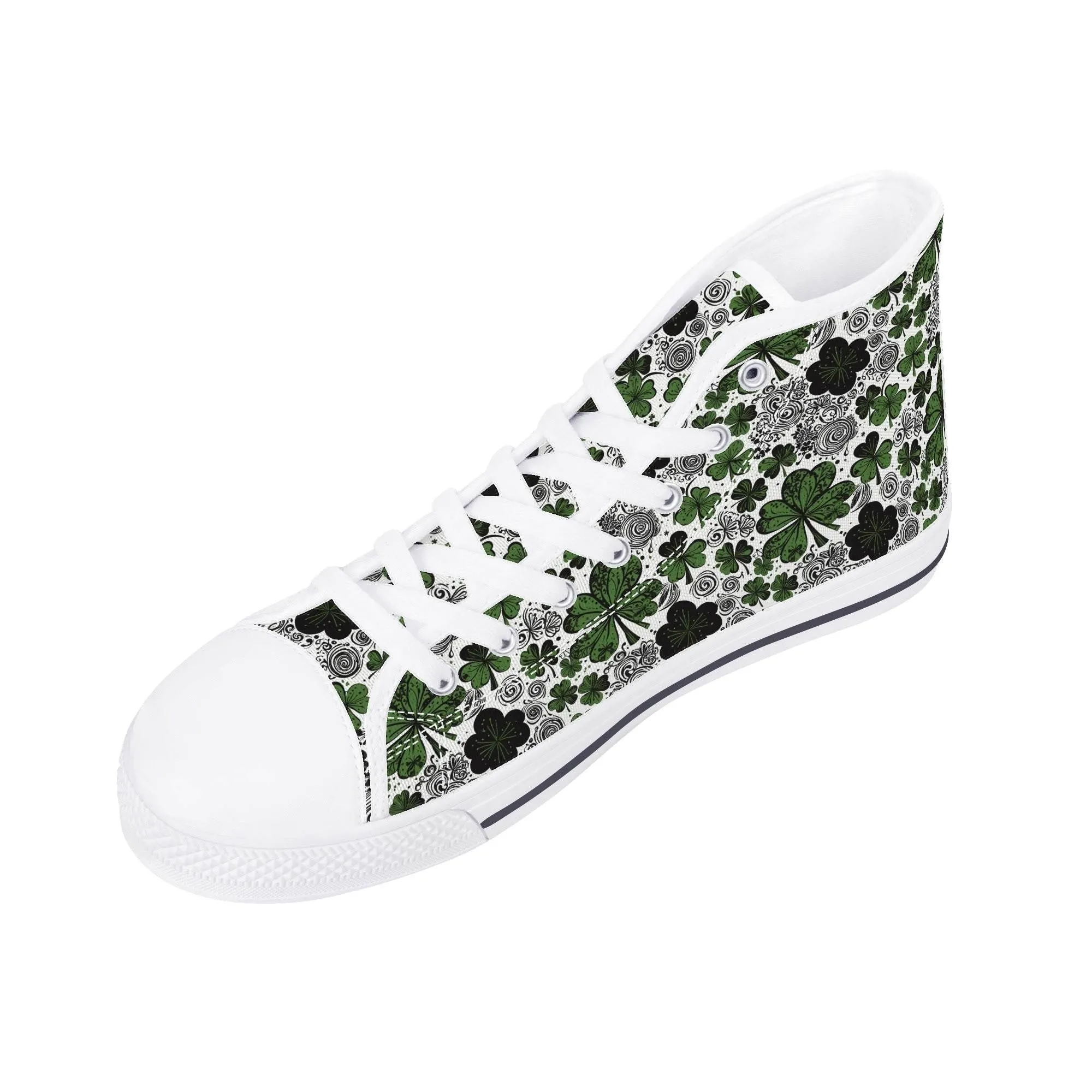 Scribbled Clover Mens High Top Canvas Shoes