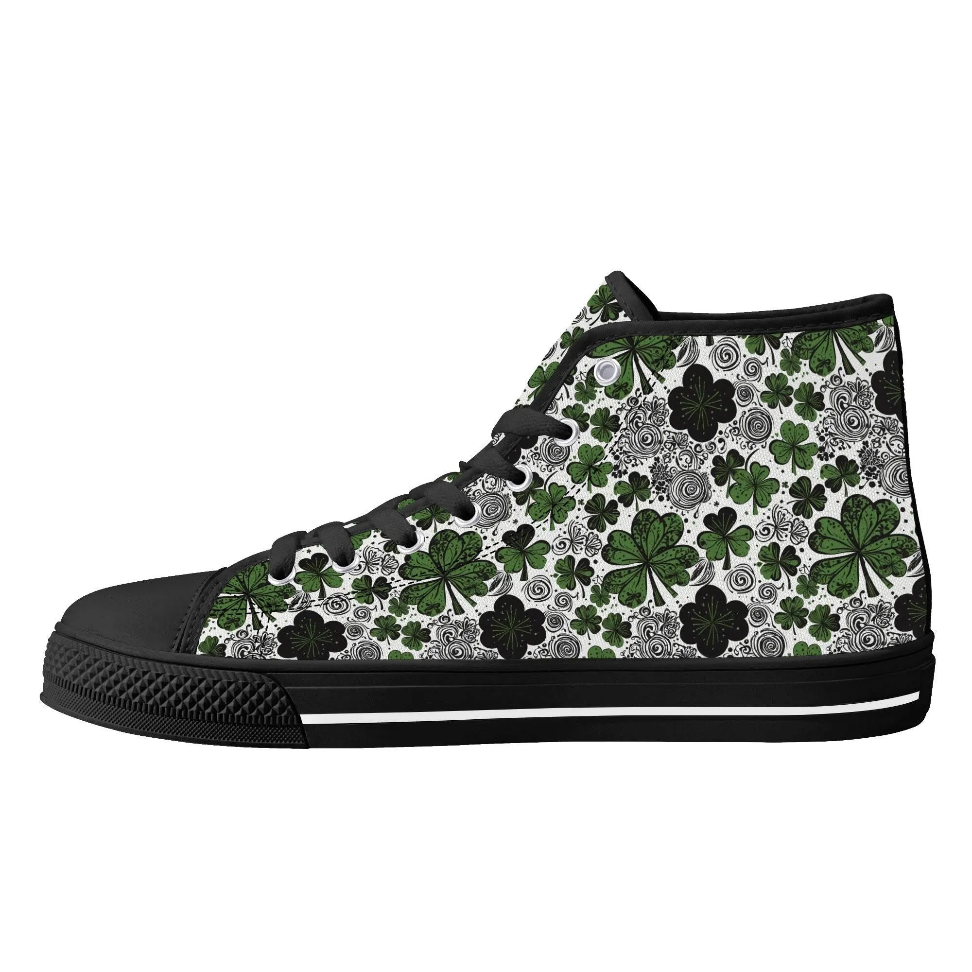 Scribbled Clover Mens High Top Canvas Shoes