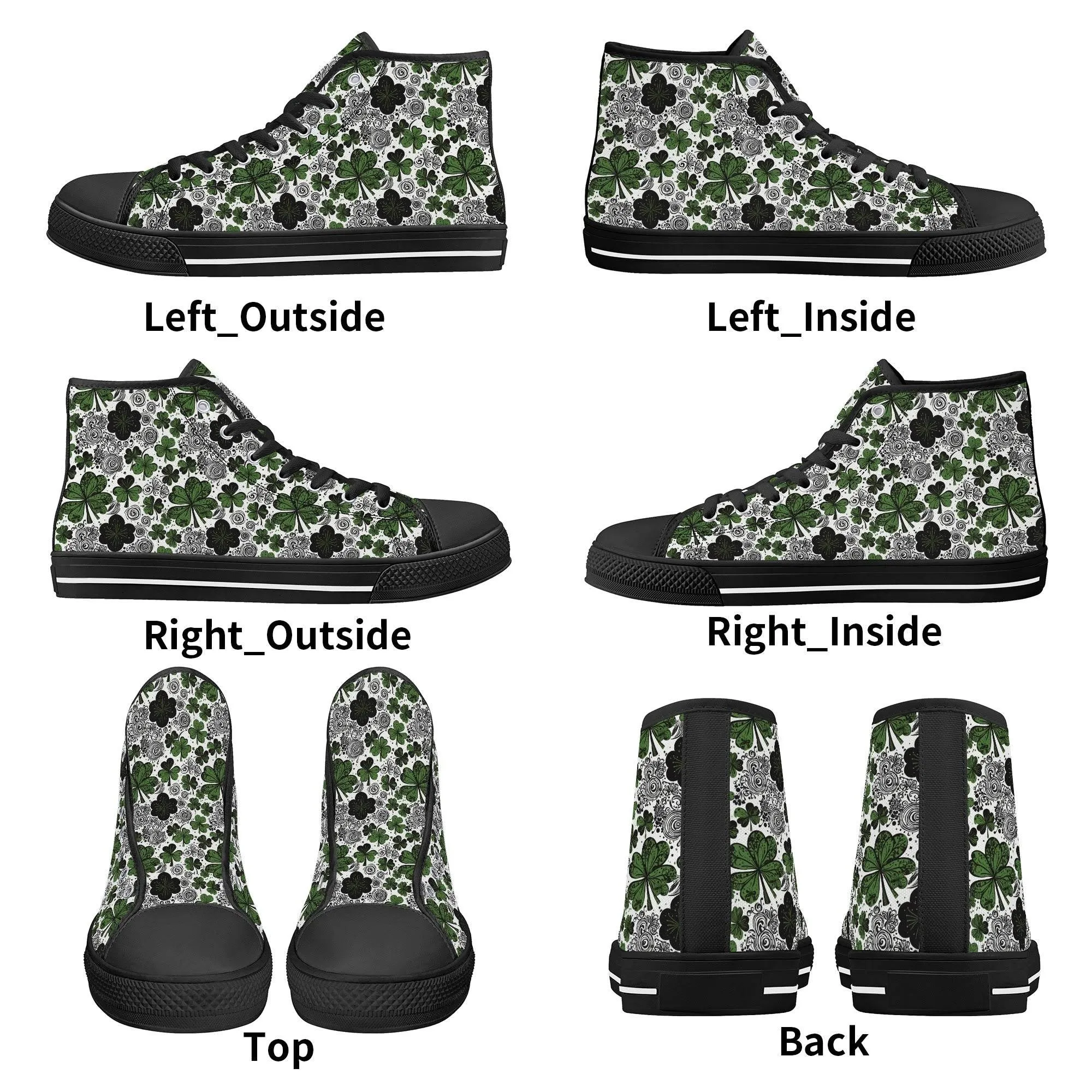 Scribbled Clover Mens High Top Canvas Shoes