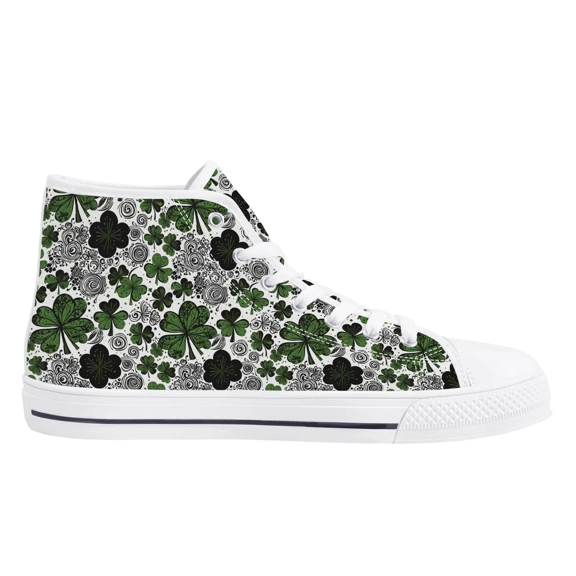Scribbled Clover Mens High Top Canvas Shoes