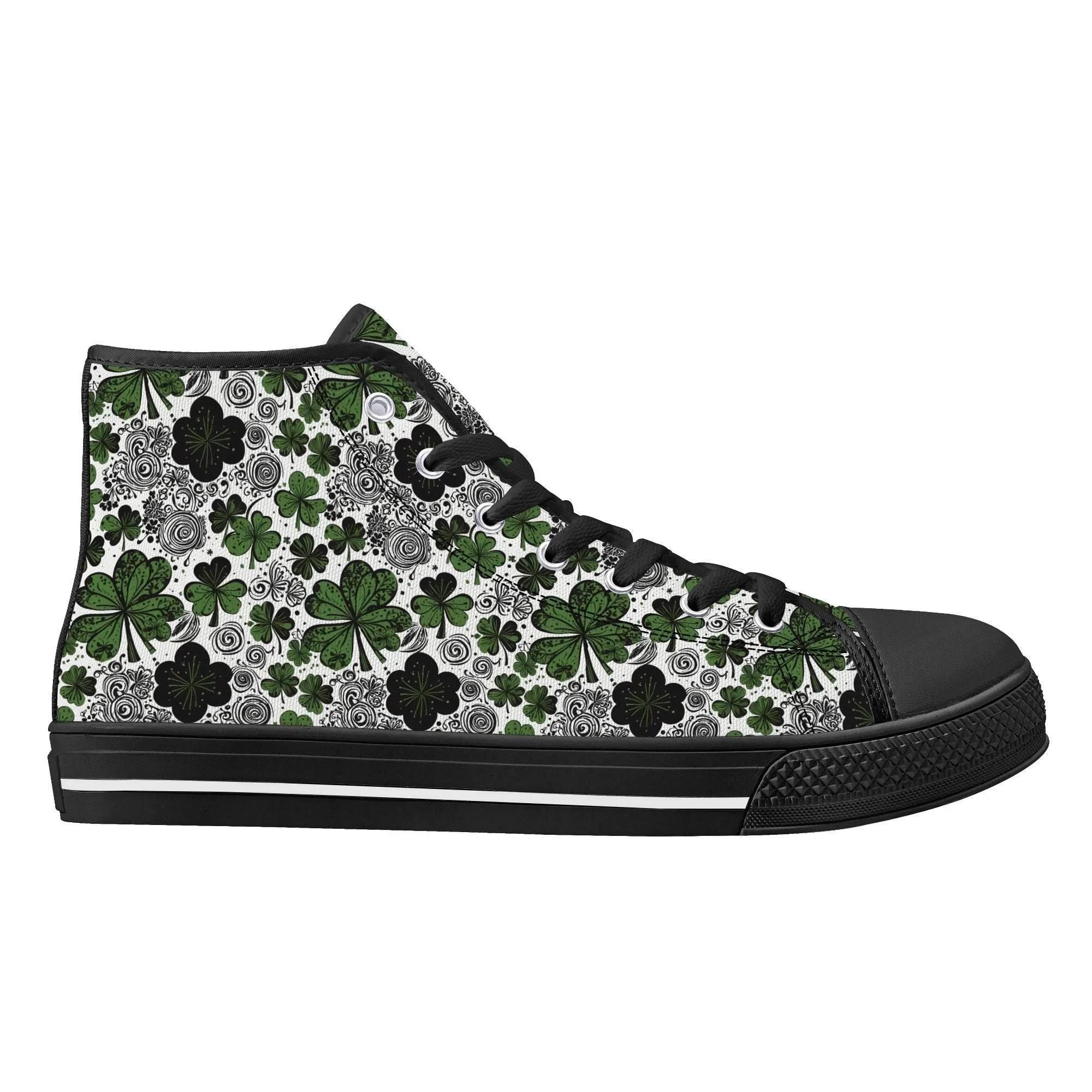 Scribbled Clover Mens High Top Canvas Shoes