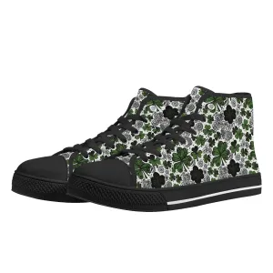 Scribbled Clover Mens High Top Canvas Shoes