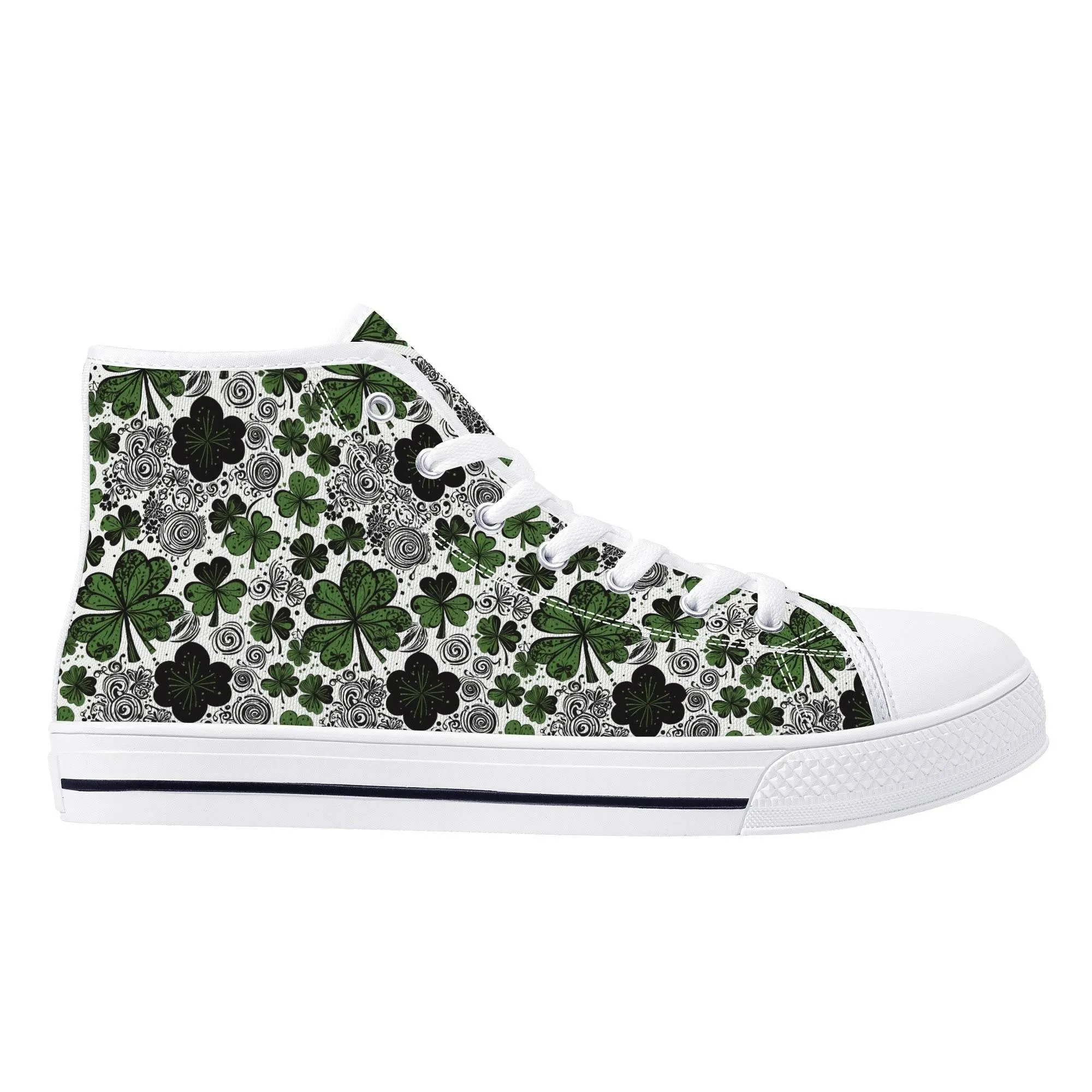 Scribbled Clover Mens High Top Canvas Shoes