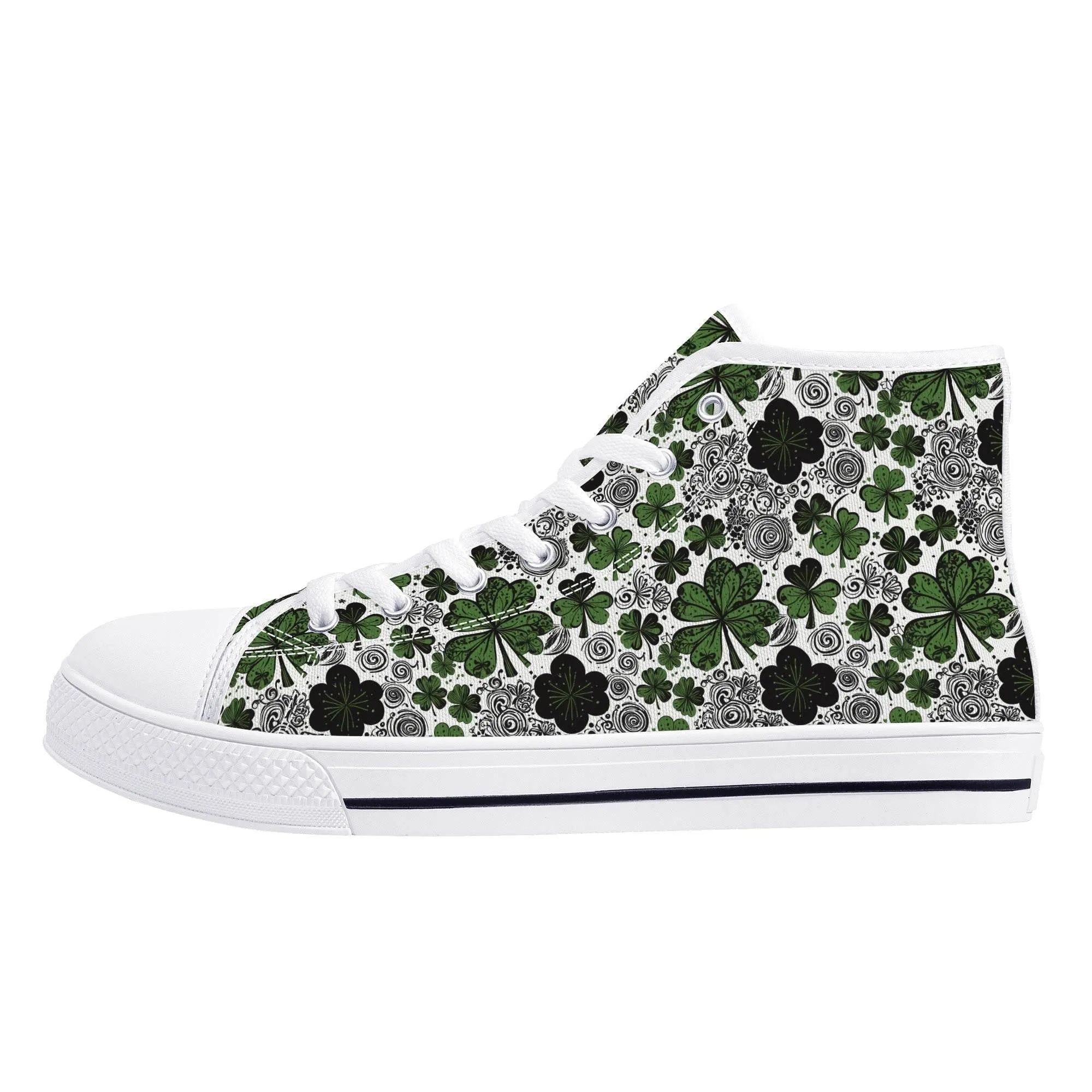 Scribbled Clover Mens High Top Canvas Shoes