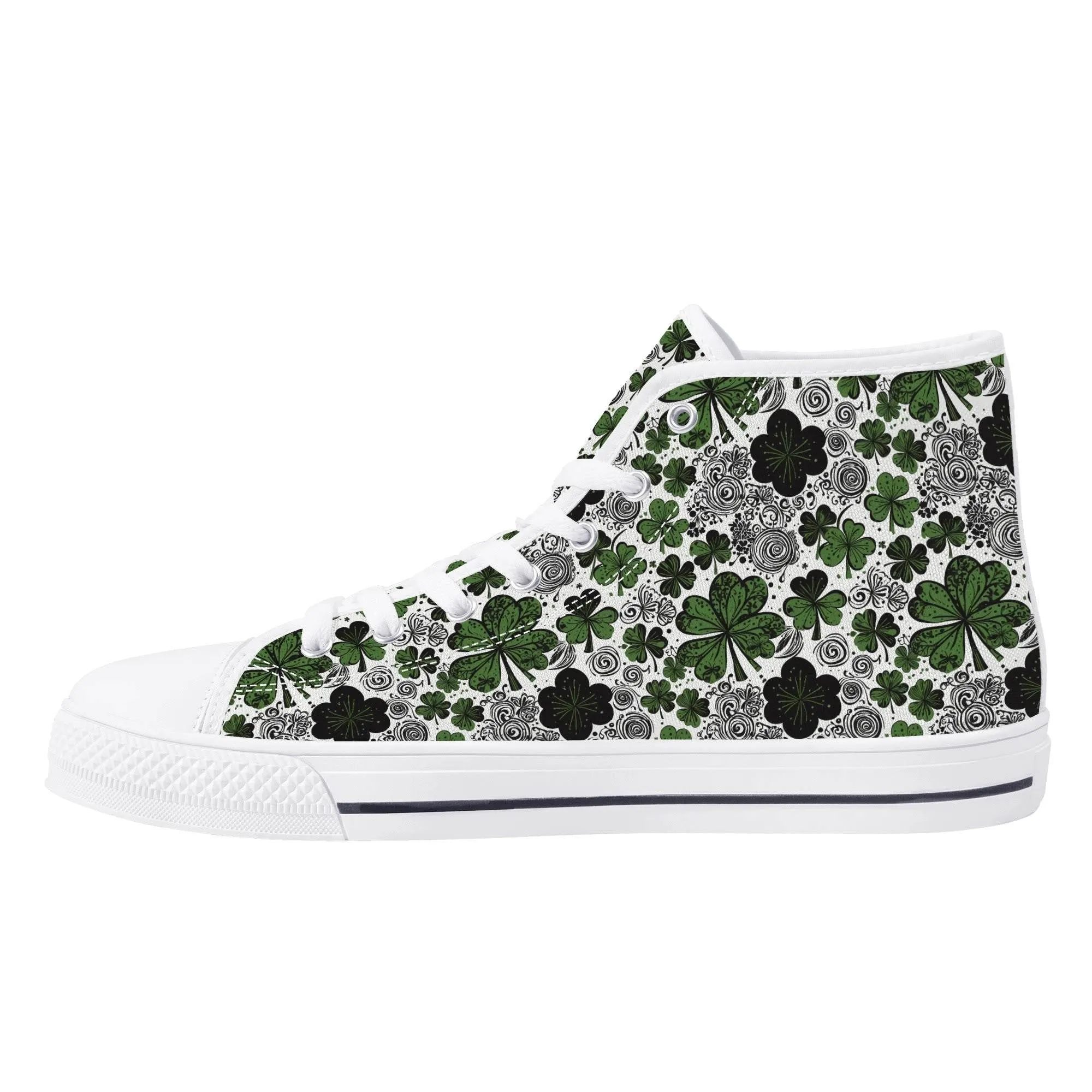 Scribbled Clover Mens High Top Canvas Shoes