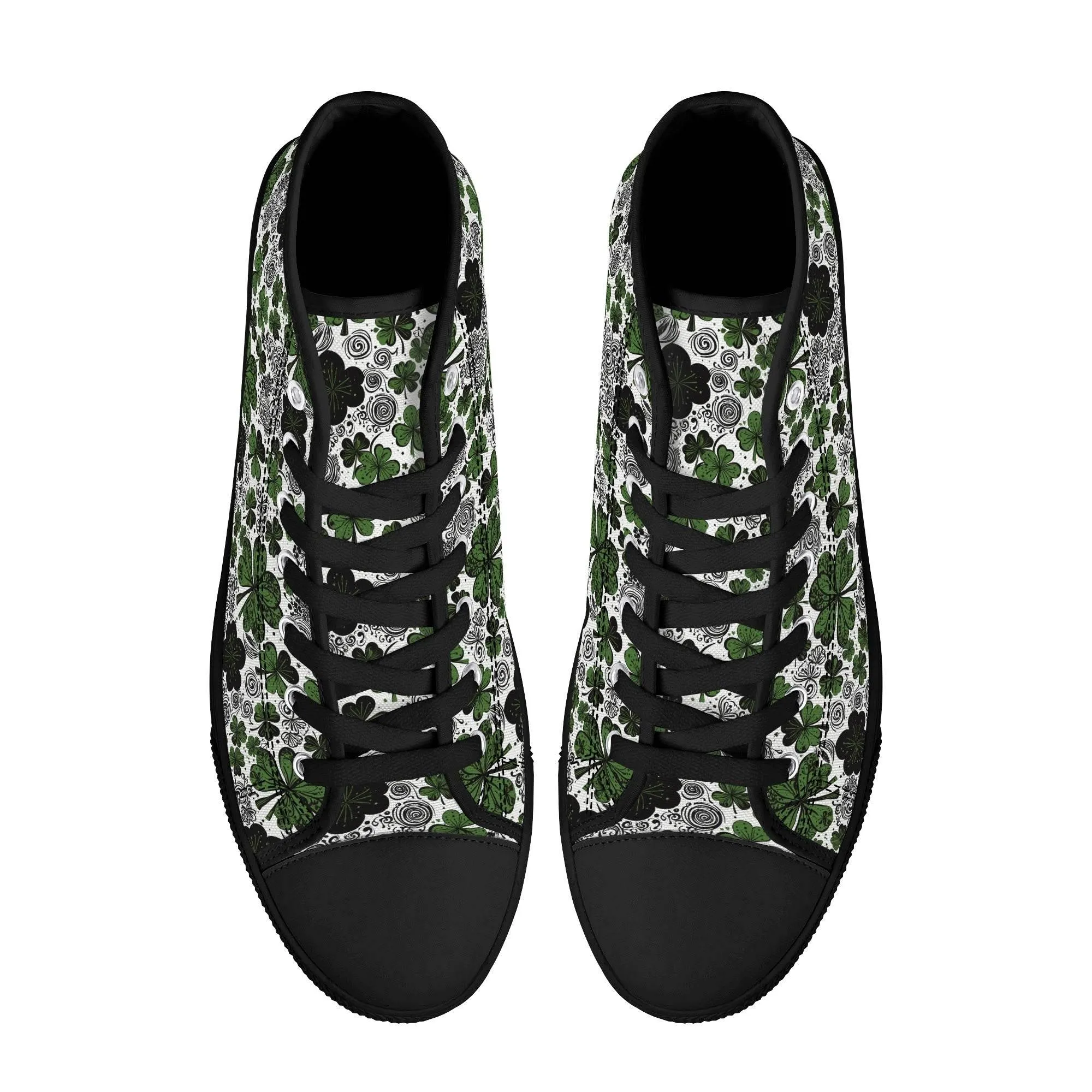 Scribbled Clover Mens High Top Canvas Shoes