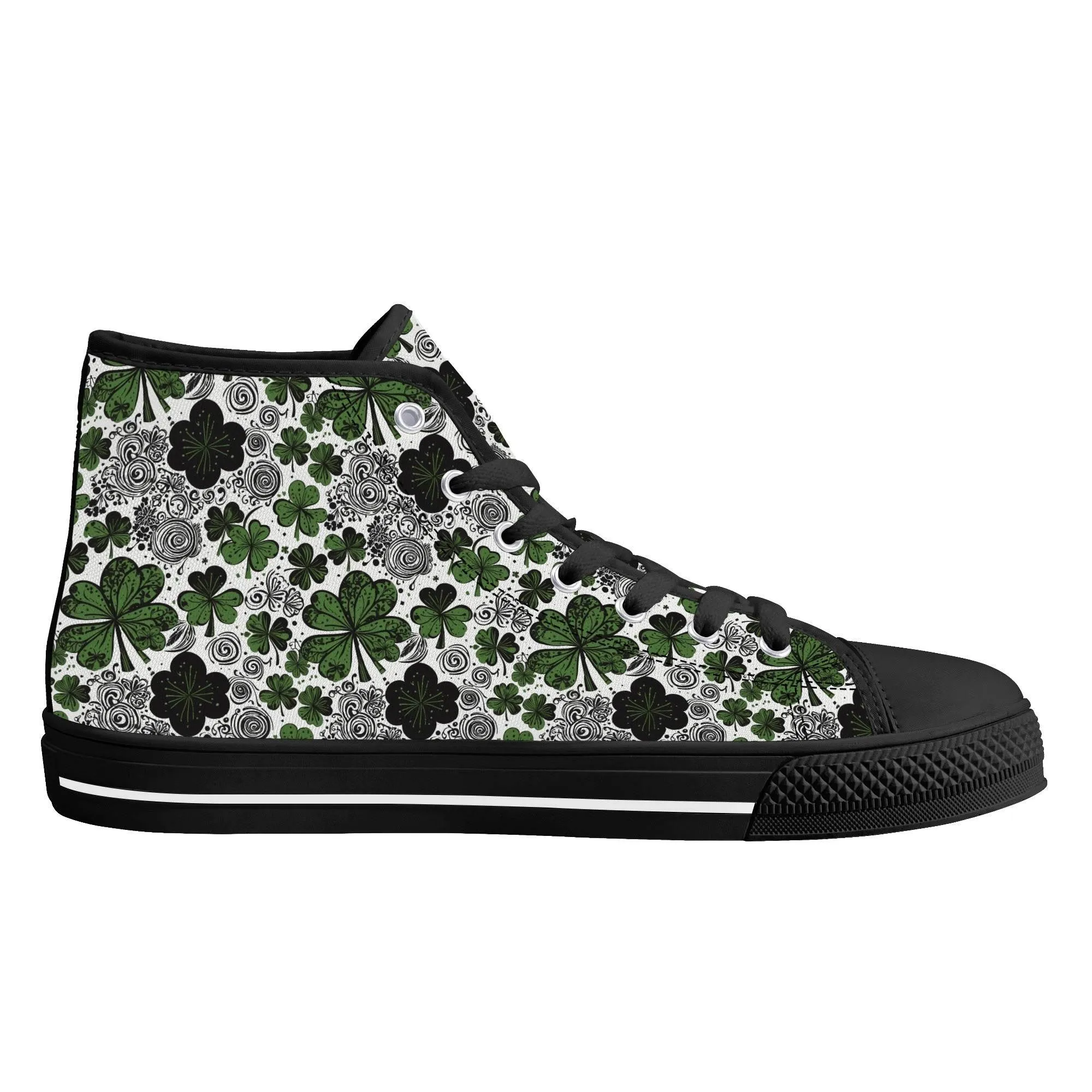 Scribbled Clover Mens High Top Canvas Shoes