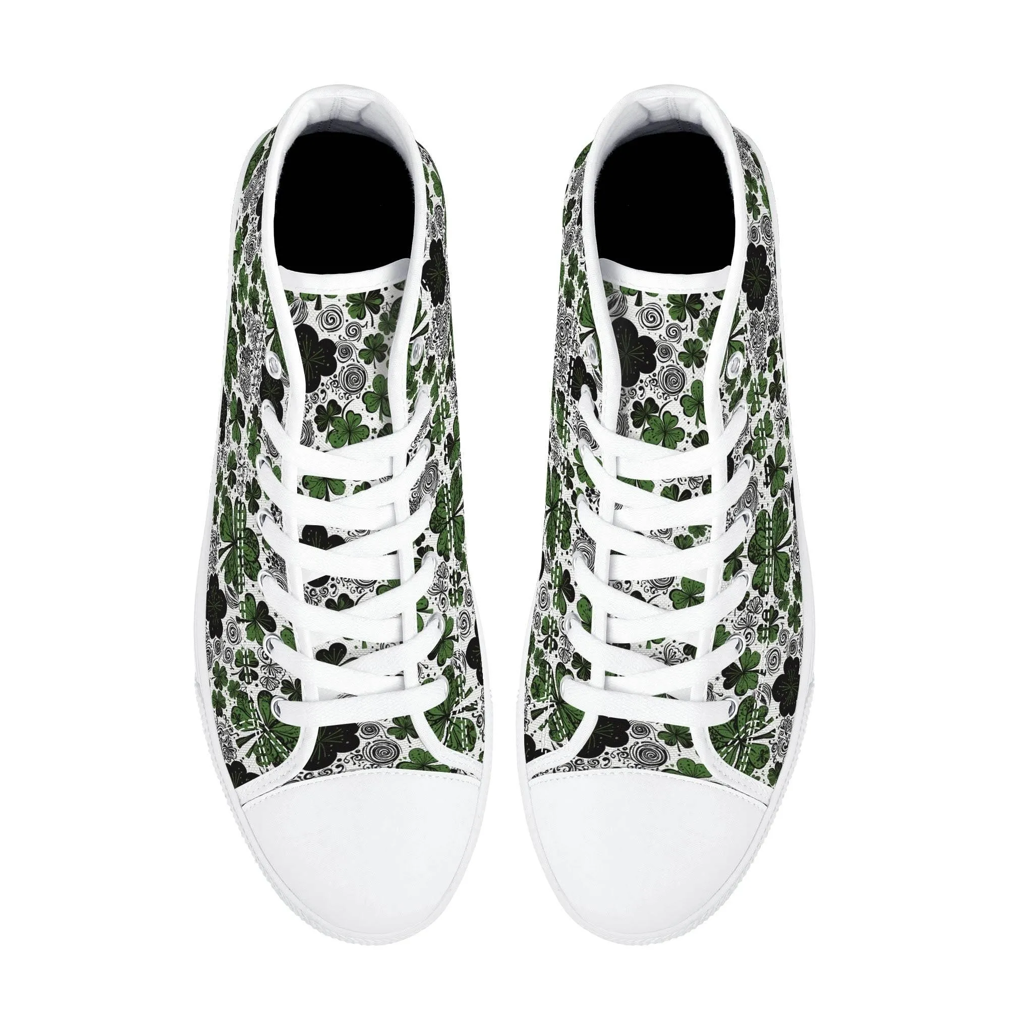 Scribbled Clover Mens High Top Canvas Shoes