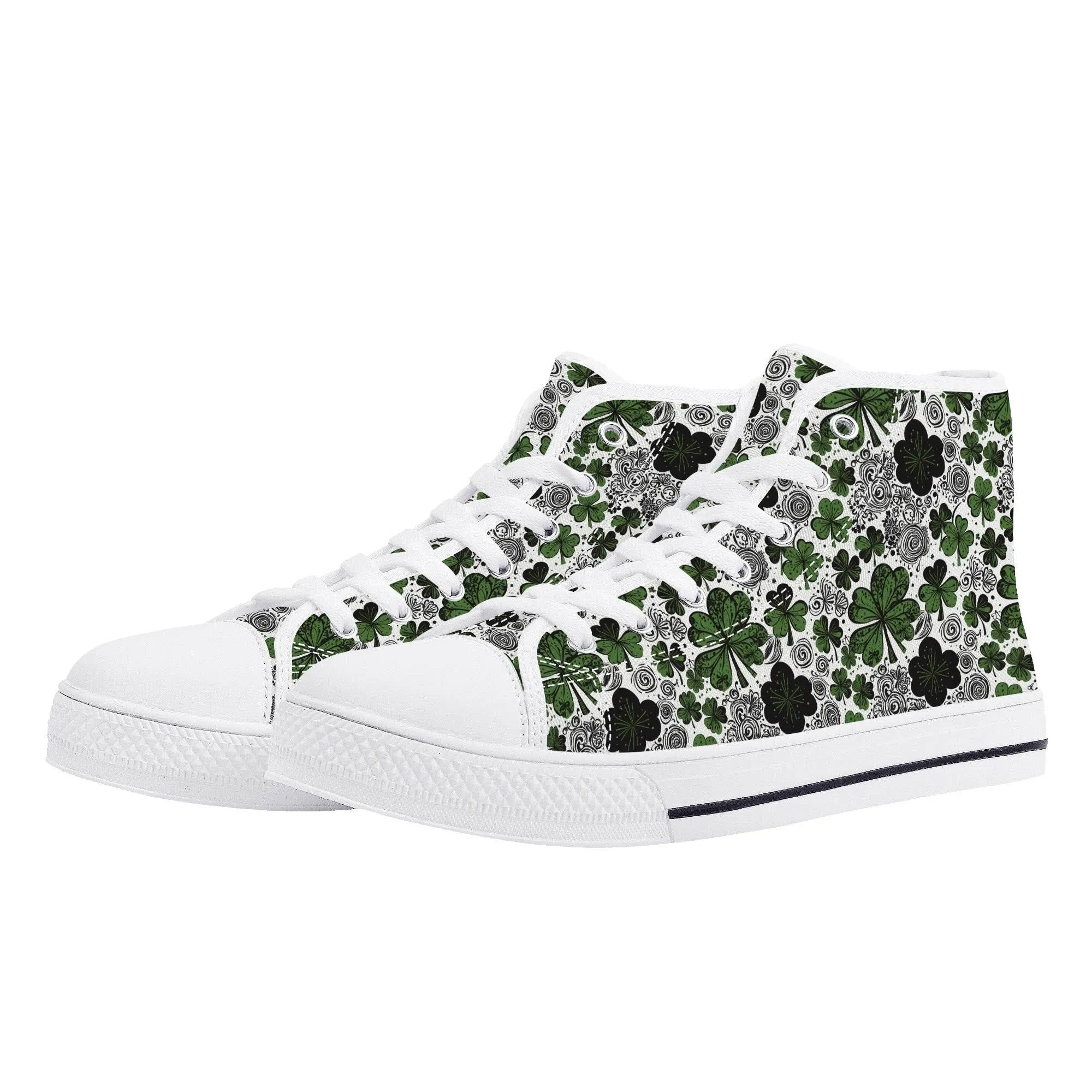 Scribbled Clover Mens High Top Canvas Shoes