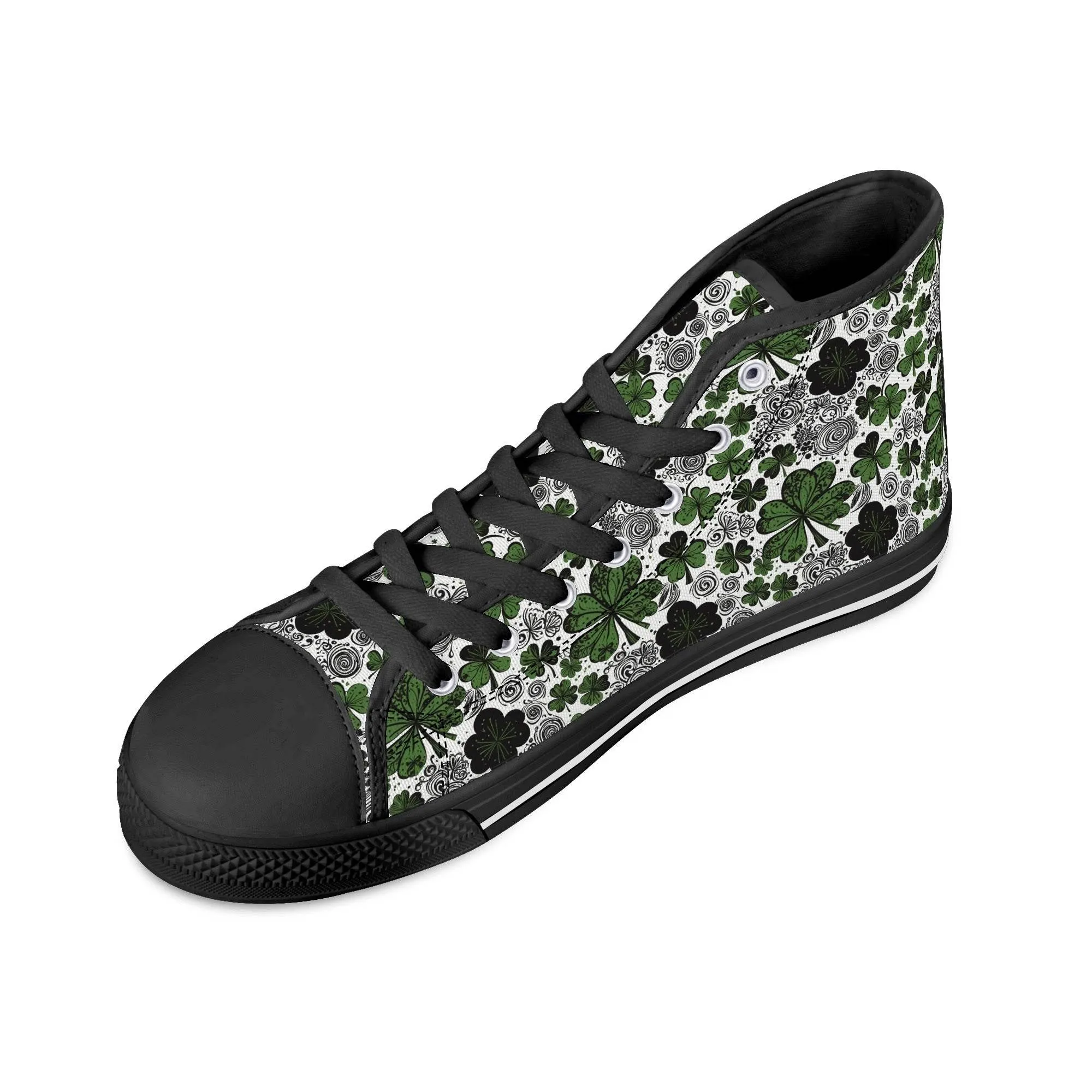 Scribbled Clover Mens High Top Canvas Shoes