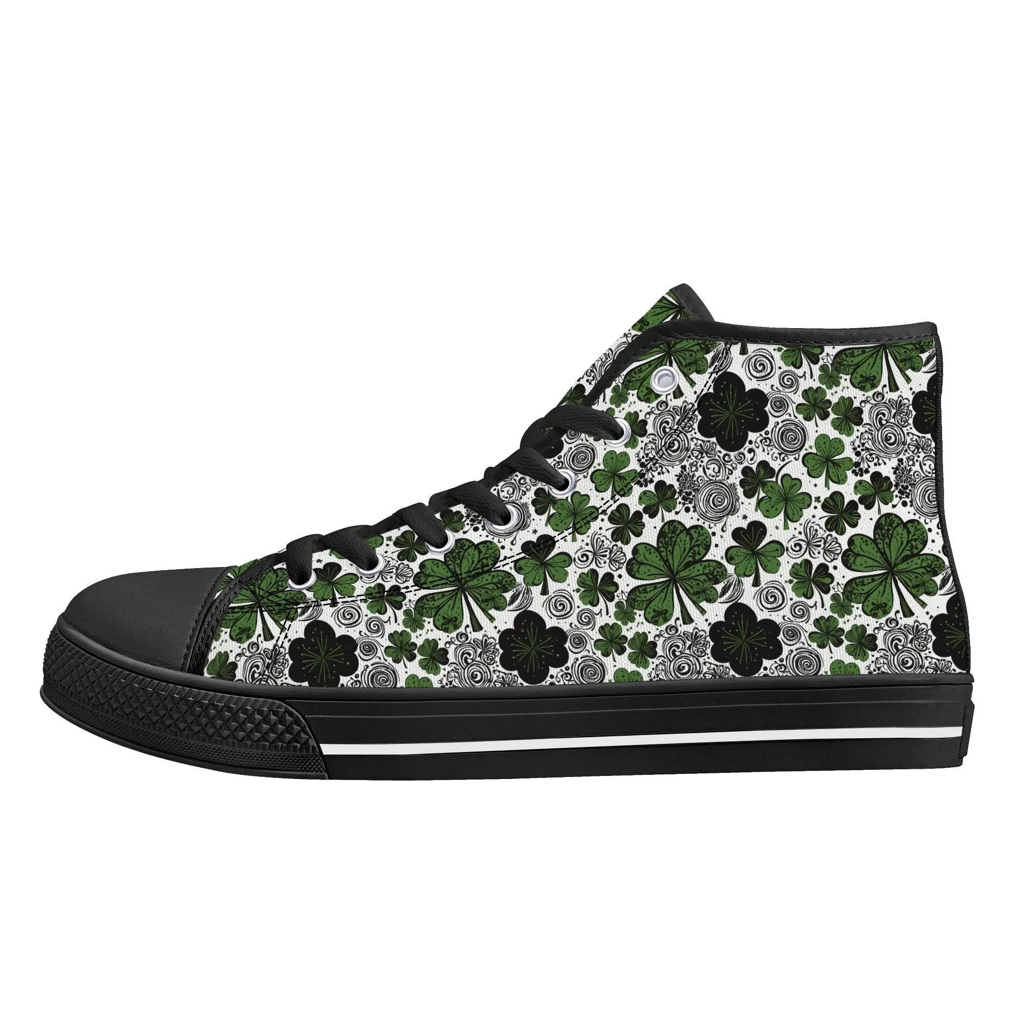 Scribbled Clover Mens High Top Canvas Shoes
