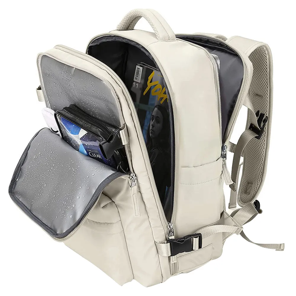 Sport Backpack Travel Rucksack Duffel Shoulder Hiking Camping Bag with Shoe Compartment Beige