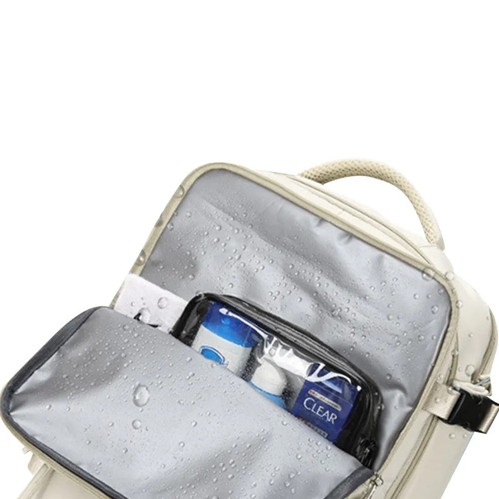 Sport Backpack Travel Rucksack Duffel Shoulder Hiking Camping Bag with Shoe Compartment Beige