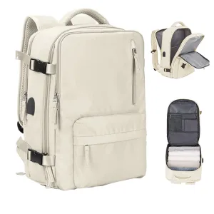 Sport Backpack Travel Rucksack Duffel Shoulder Hiking Camping Bag with Shoe Compartment Beige