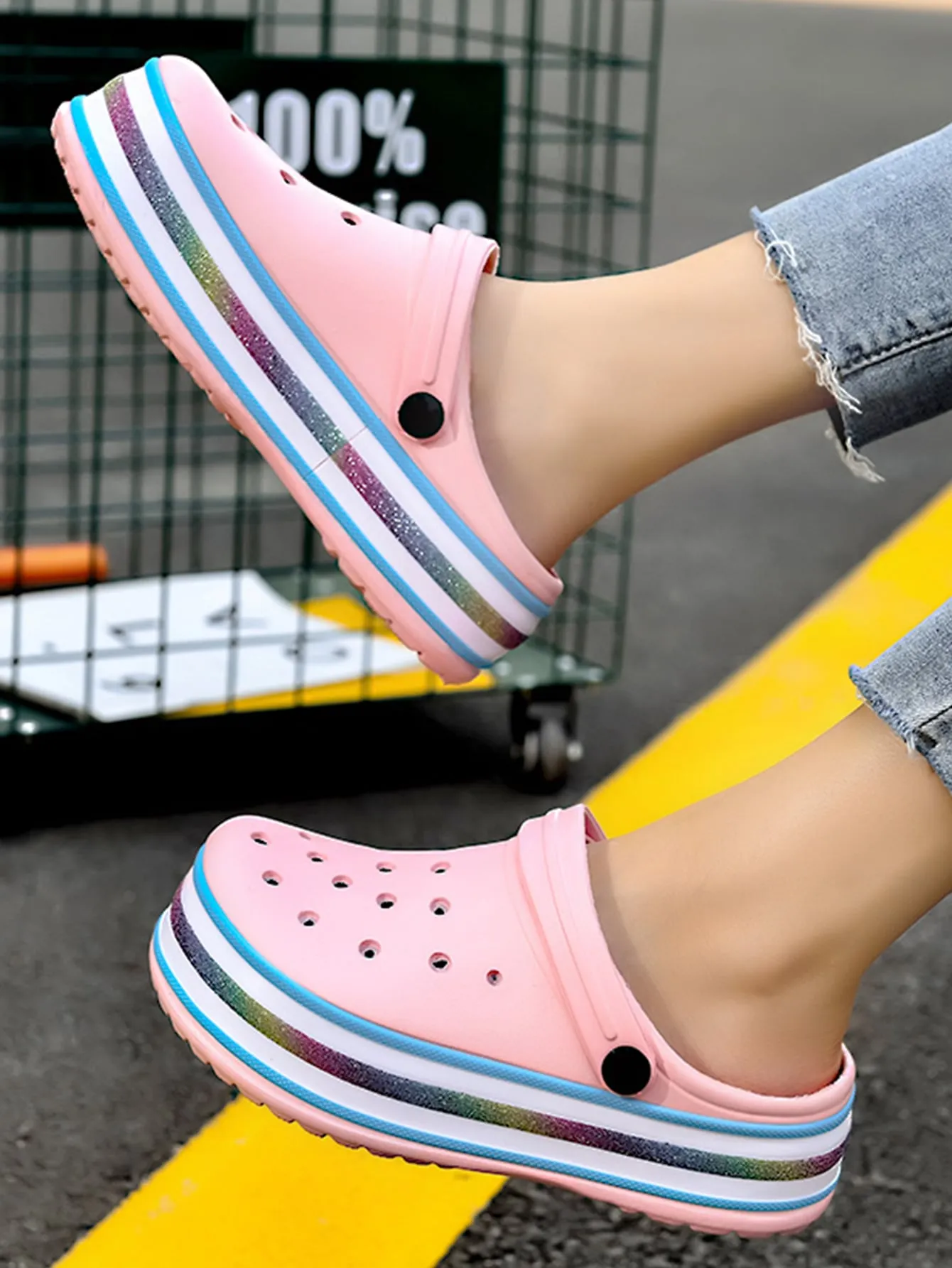 Women Hollow Out Vented Clogs, Preppy Outdoor Pink EVA Clogs