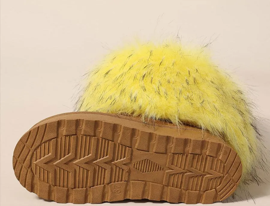 Women's faux fur boots warm plush lining snow boots