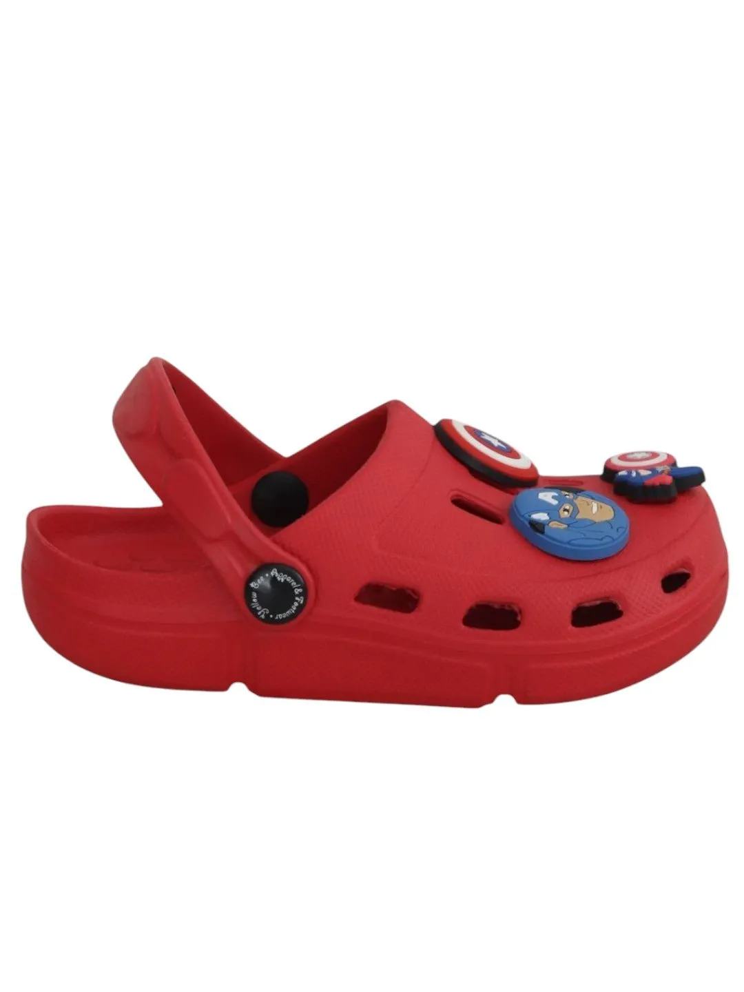 Yellow Bee Boys’ Marvel Captain America Clogs with Shield & Character Charms – Red