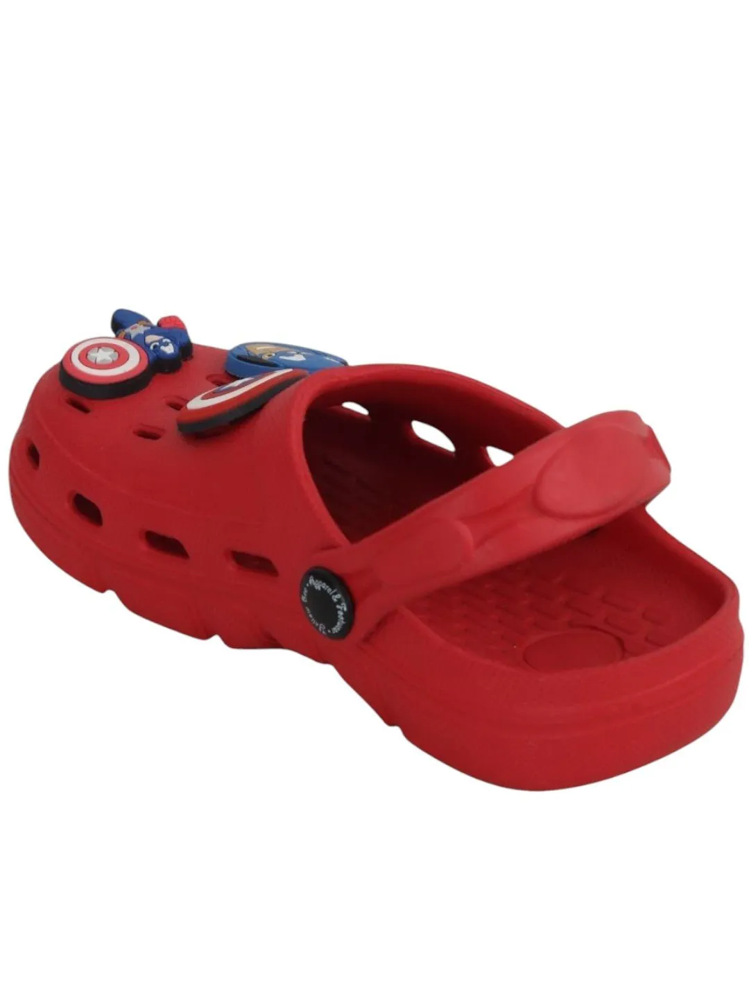 Yellow Bee Boys’ Marvel Captain America Clogs with Shield & Character Charms – Red