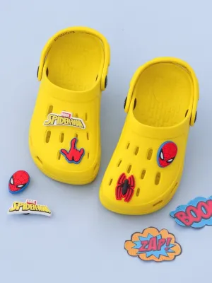 Yellow Bee Boys’ Marvel Spider-Man Clogs with Web & Hero Charms – Yellow